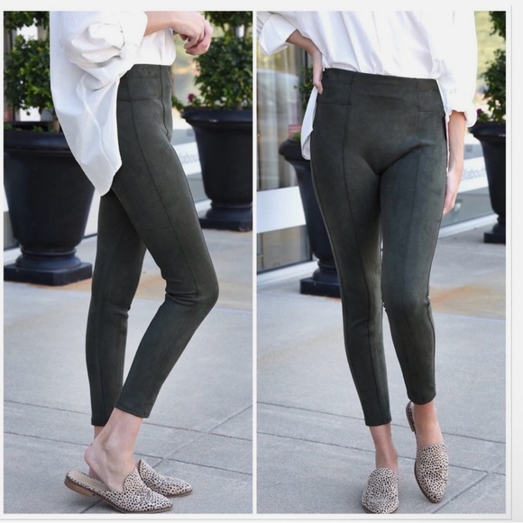 SPANX Pants - SPANX FAUX SUEDE LEGGINGS- OLIVE